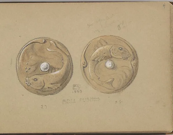 Two Designs for a Bell Push with a Fish Motif — Edgar Gilstrap Simpson