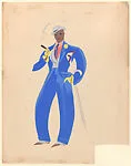 Drawing for a male theatrical costume for 'Got a Brand New Suit', a number part of 'At Home Abroad' — Vincente Minnelli