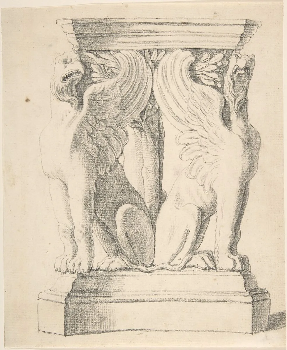 Sketch of a Classical Pedestal with Griffins — Thomas Hardwick