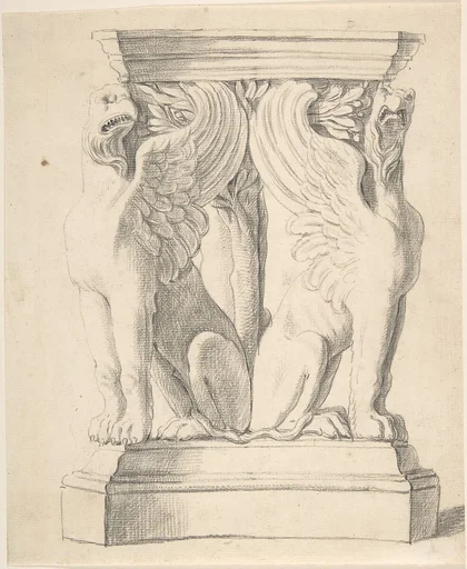 Sketch of a Classical Pedestal with Griffins