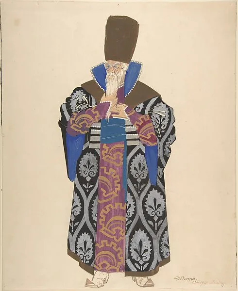 Costume Study for Robed Boyar with White Beard — Pavel Petrovic Froman