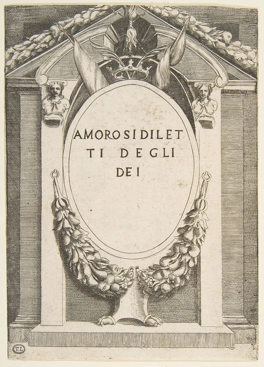 Title page: "The Loves of the Gods" — Giulio Bonasone
