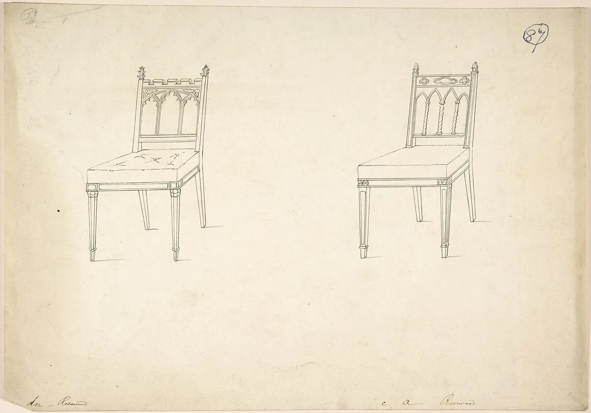 Design for Two Gothic Chairs — Charles Hindley and Sons
