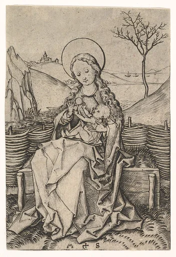 Virgin and Child on a Grassy Bench