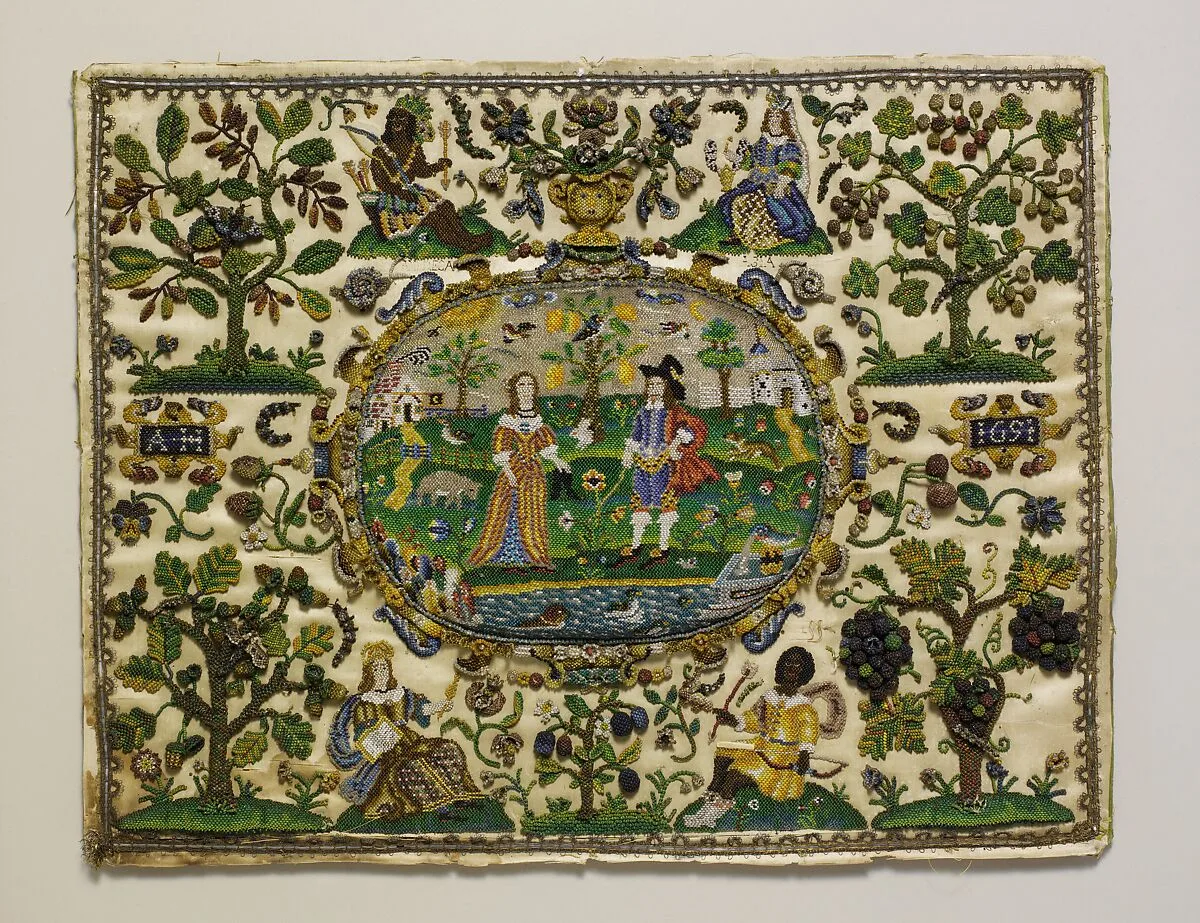 Lady and cavalier surrounded by the four continents — Unknown