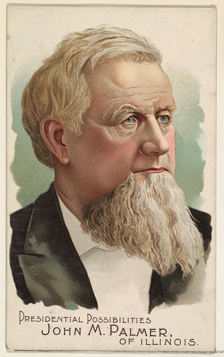 John M. Palmer of Illinois, from the Presidential Possibilities series (N124) issued by Duke Sons & Co. to promote Honest Long Cut Tobacco — The Giles Company|W. Duke, Sons & Co.