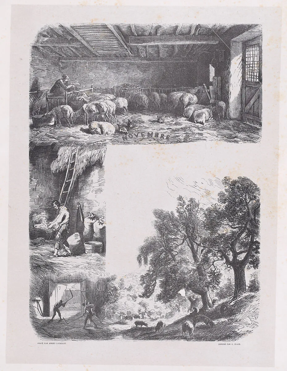 November, from "Album of Rustic Subjects" — Charles Jacque|Jacques-Adrien Lavieille|Imprimerie de Jules Claye