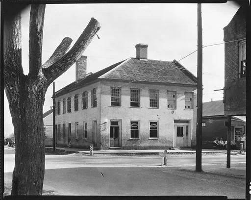 [Brick House on Corner (Barber Shop) with Tree in Foreground, Feliciana Parish, Louisiana]