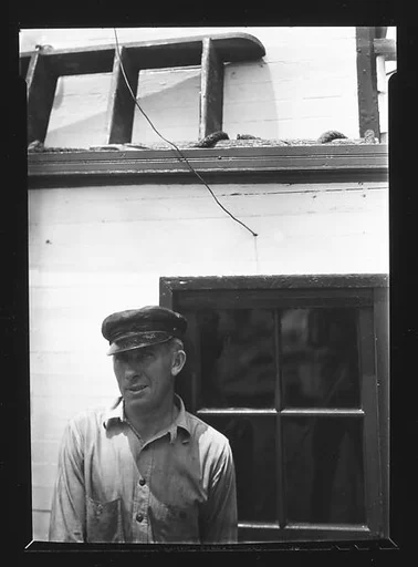[Seaman Posing for Portrait Aboard Ship: "RUTH SHAW"]