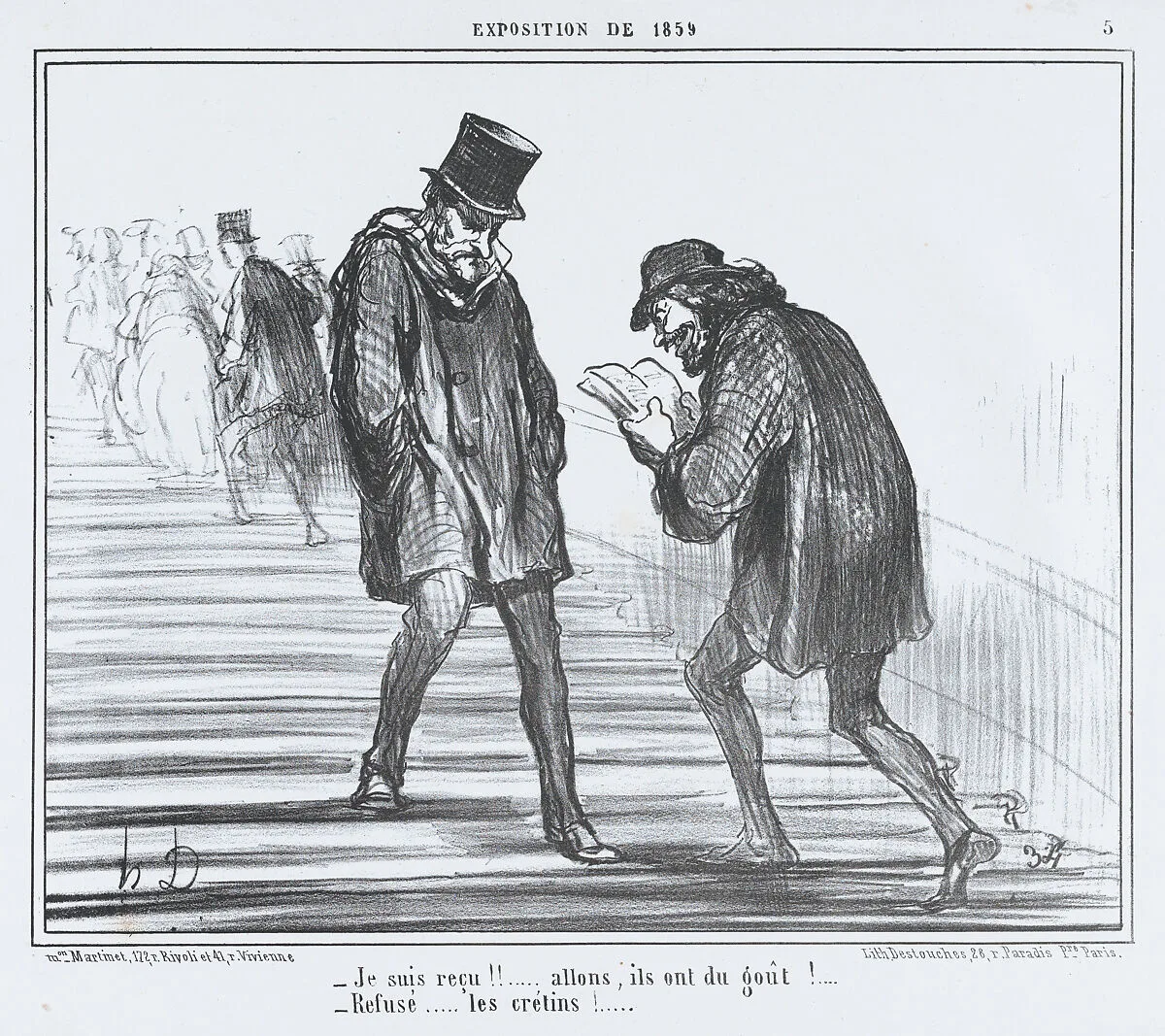 Je suis reçu!!..., from L'Exposition de 1859, published in Le Charivari, April 22, 1859 — Aaron Martinet|Honoré Daumier|Destouches