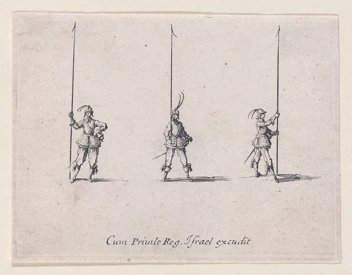 L'Exercice de la Lance Verticale (Drill with the Vertical Lance), from Les Exercices Militaires (The Military Exercises) — Jacques Callot|Israël Henriet