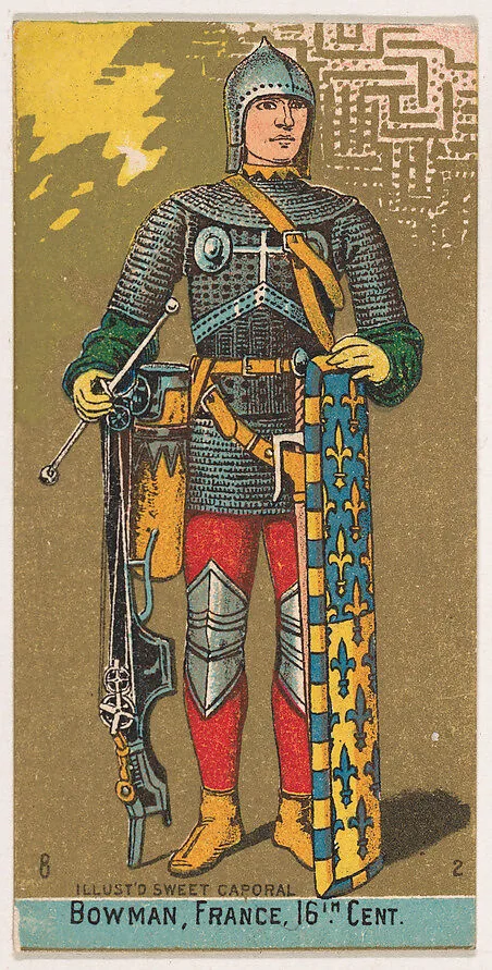 Bowman, France, 16th Century, from the Military Series (N224) issued by Kinney Tobacco Company to promote Sweet Caporal Cigarettes — Kinney Brothers Tobacco Company