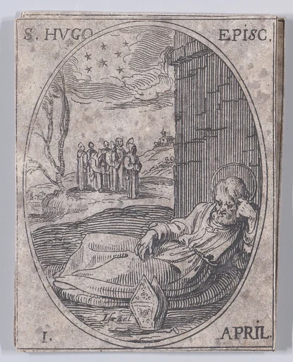 S. Hugues, évêque (St. Hugh of Grenoble, Bishop), April 1st, from "Les Images De Tous Les Saincts et Saintes de L'Année" (Images of All of the Saints and Religious Events of the Year)
