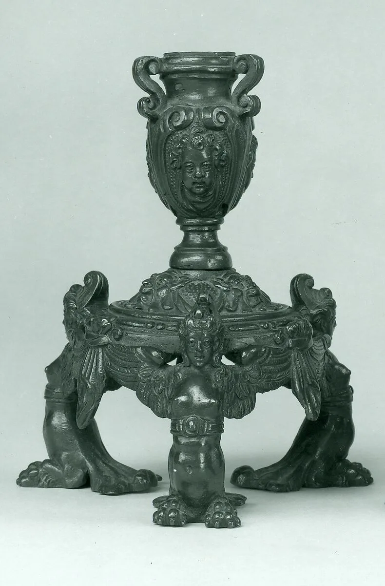 Candlestick supported by three female demi-figures (pair with .1379) — Unknown