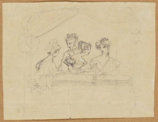Three Ladies and a Gentleman in a Theater Box