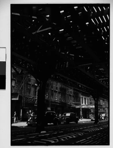 [View of Street From Underneath Elevated Train Tracks, New York City]