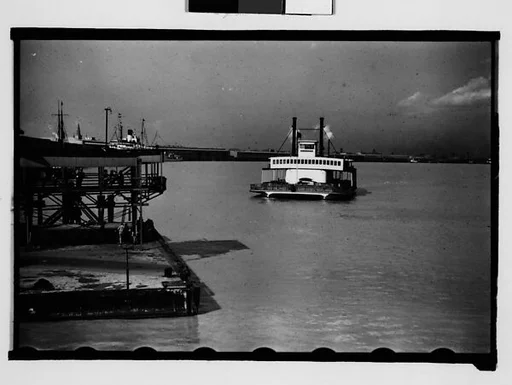 [Ferryboat "Algiers" with Dock in Foreground, New Orleans, Louisiana]