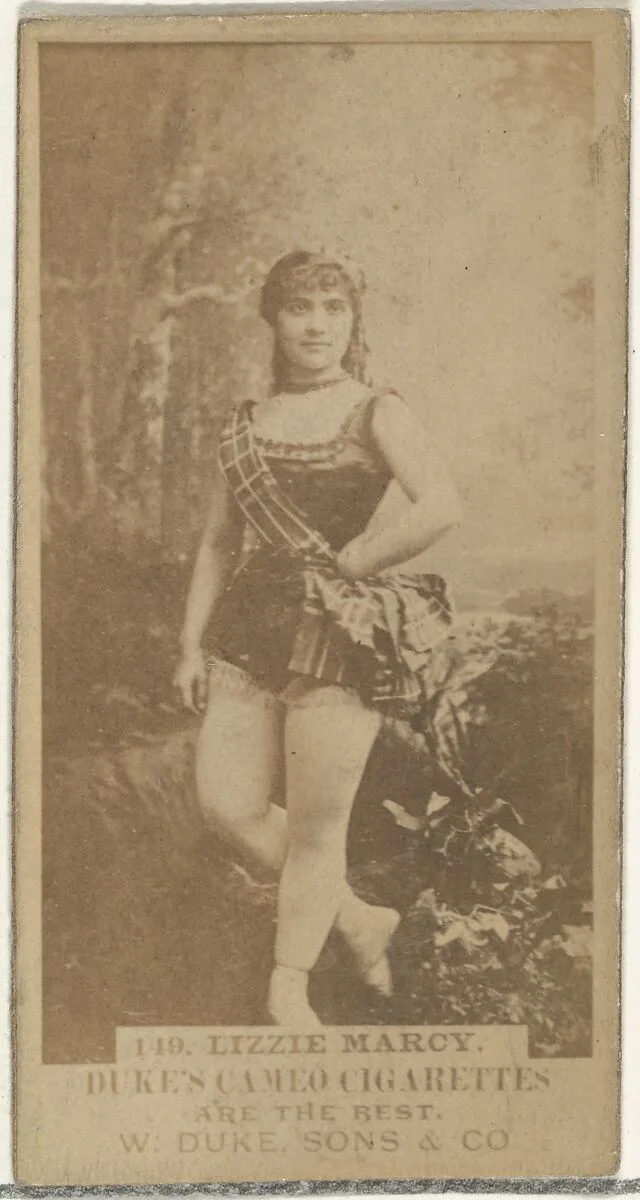 Card Number 149, Lizzie Marcy, from the Actors and Actresses series (N145-5) issued by Duke Sons & Co. to promote Cameo Cigarettes — W. Duke, Sons & Co.