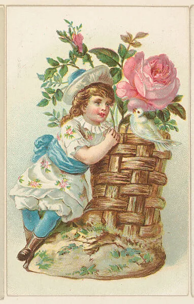 Girl with rose and bird, bakery card from the Picture Cards series (D63), issued by the Vienna Model Bakery — Vienna Model Bakery