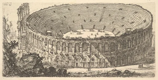Plate 25: Amphitheater of Verona (Anfiteatro di Verona), from "Alcune Vedute di Archi Trionfali ed altri monumenti inalzati da Romani parte di quali se veggono in Roma e parte per l'Italia" (Some Views of Triumphal Arches and other monuments erected by the Romans, some of which are in Rome and some elsewhere in Italy)