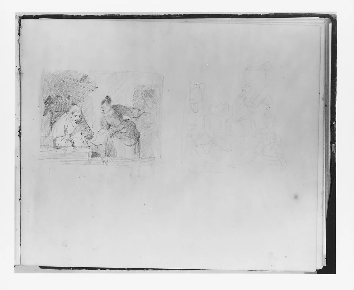 Two Sketches of Interior Scenes (from Sketchbook) — Francis William Edmonds