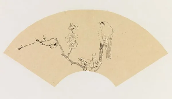現代 謝稚柳 臨陳洪綬梅花幽禽圖 鏡片|Bird on a Branch of Blossoming Plum, after Chen Hongshou — Xie Zhiliu