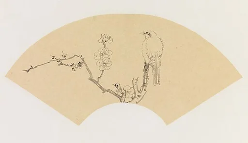 現代 謝稚柳 臨陳洪綬梅花幽禽圖 鏡片|Bird on a Branch of Blossoming Plum, after Chen Hongshou