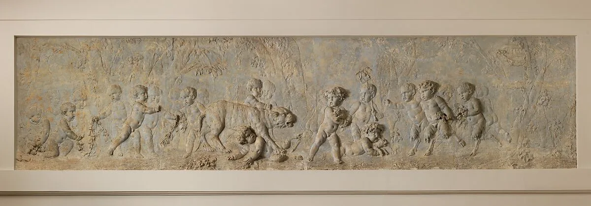 Children and satyr children stealing the cubs of a pantheress (part of a group) — Clodion (Claude Michel)