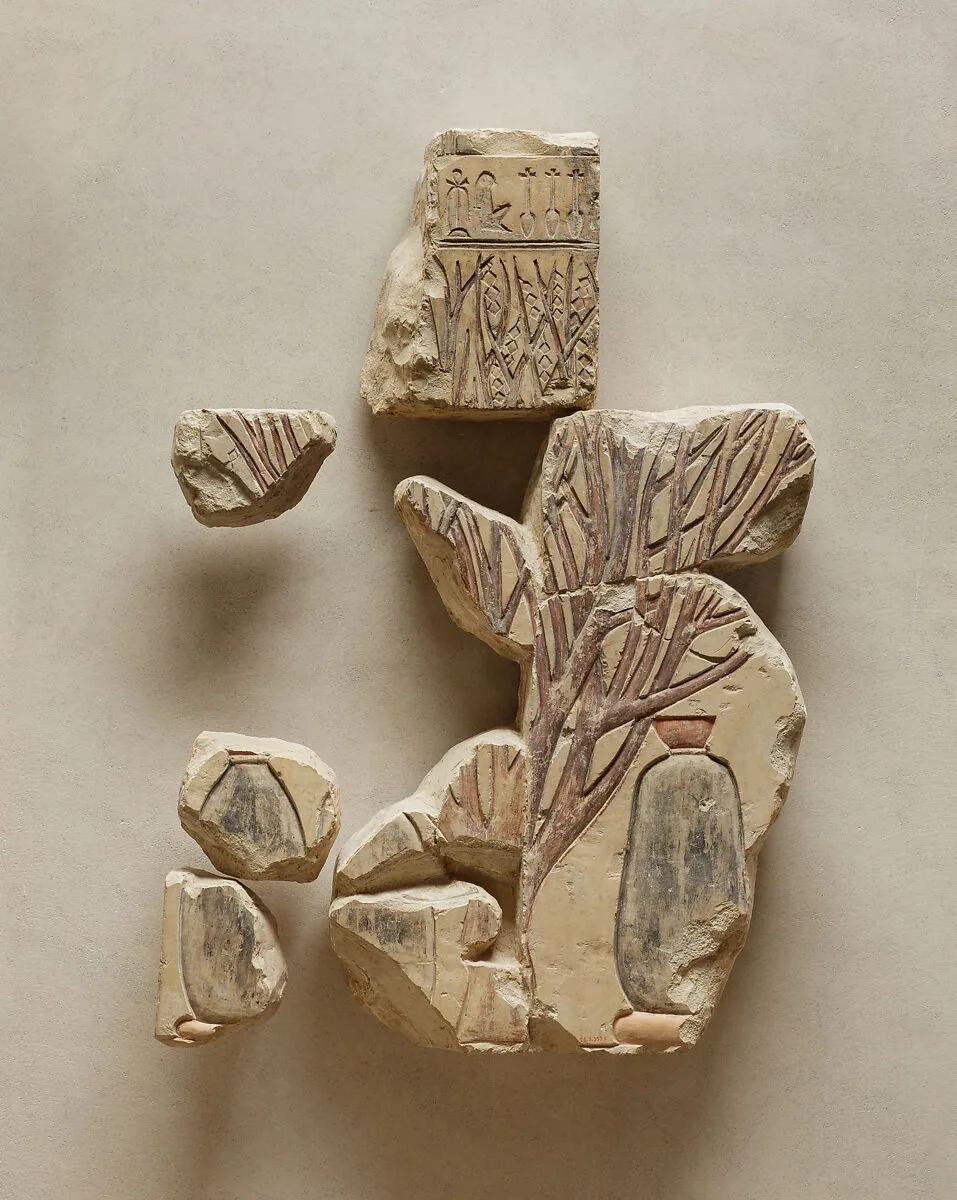 Relief of an Acacia Tree Shading Water Jars with Drinking Cups — Unknown