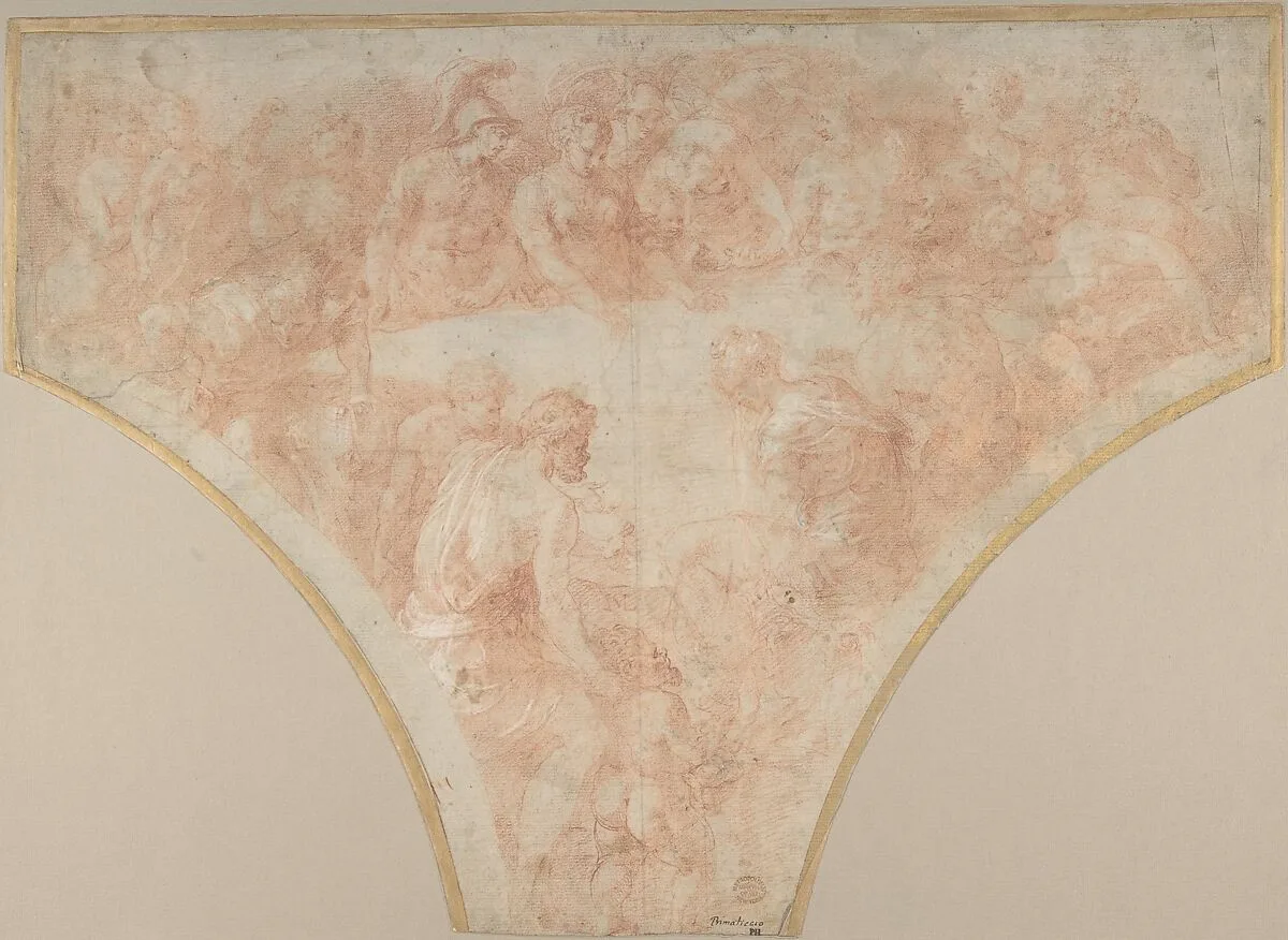 Apple of Discord Thrown by Eris at the Marriage of Peleus and Thetis: Study for Fresco in the Hall of Henri II at Fountainebleau — Francesco Primaticcio