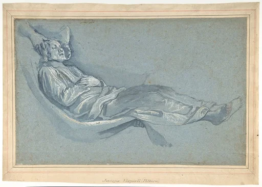 Study for a Male Figure Lowered into a Grave (recto); Kneeling Female Figure in Profile to Left (verso)