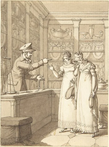Design for a Book Illustration: Two Women in a Pawn Shop
