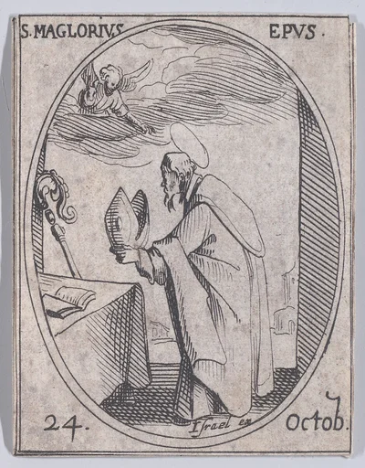 S. Magloire, évêque (St. Maglorius, Bishop), October 24th, from "Les Images De Tous Les Saincts et Saintes de L'Année" (Images of All of the Saints and Religious Events of the Year)