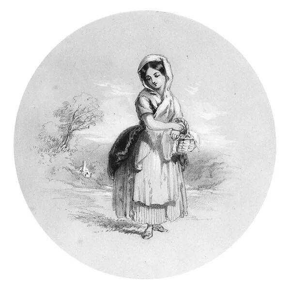Young Woman in a Landscape (from Cropsey Album) — Unknown