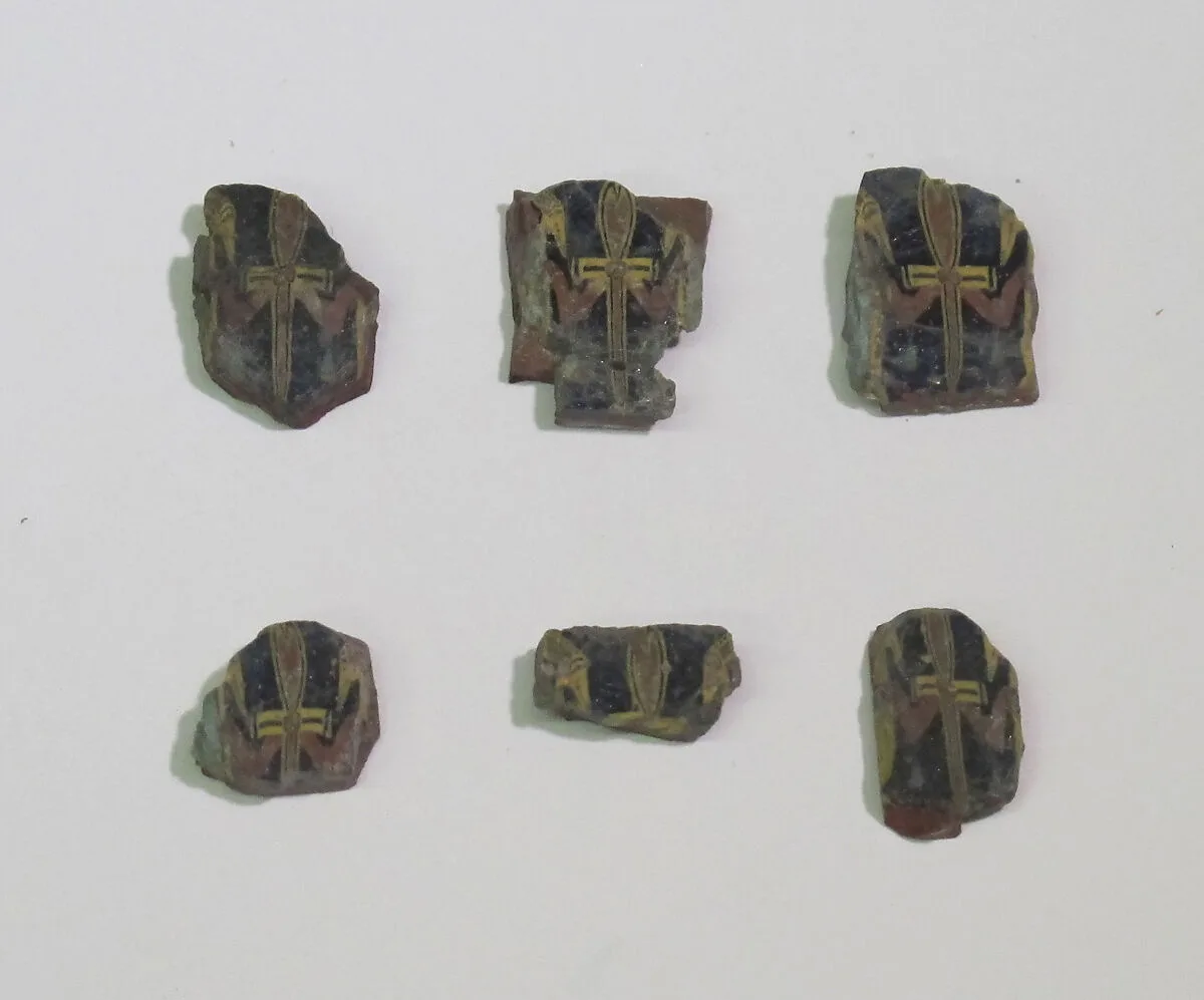 Inlay elements from shrine: ankh and was pattern — Unknown