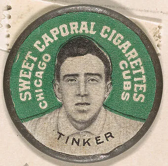 Tinker, Chicago Cubs (green), from the Domino Discs series (PX7), issued by Kinney Brothers — Kinney Brothers Tobacco Company