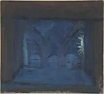 Stage design for monastery scene for a Maurice Maeterlinck play at Pitoëff Theatre, Paris