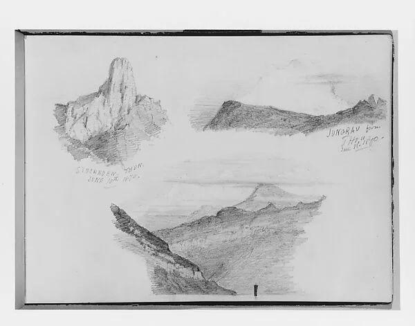 Three Views of the Bernese Oberland from Thun (from Switzerland 1870 Sketchbook) — John Singer Sargent