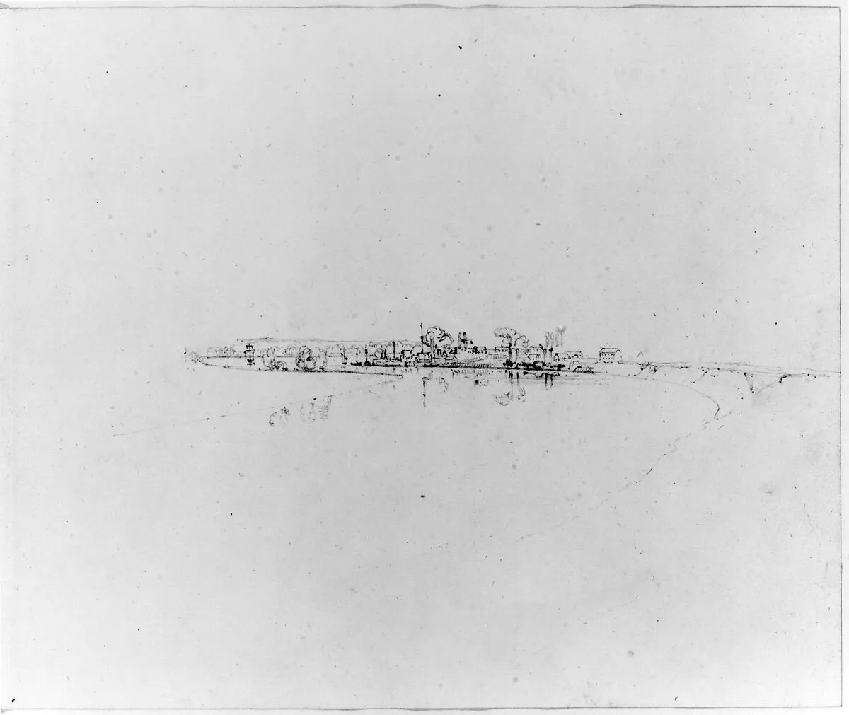 Factories on the Shoreline (from Sketchbook) — John William Casilear