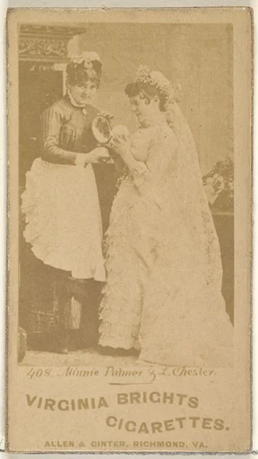 Card 408, Minnie Palmer and L. Chester, from the Actors and Actresses series (N45, Type 1) for Virginia Brights Cigarettes