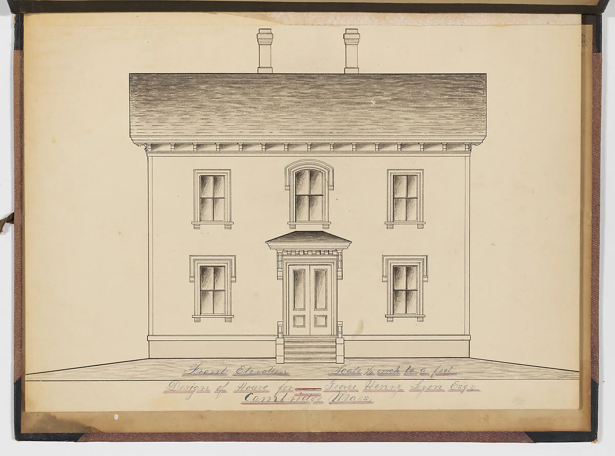 Portfolio containing Six Designs for the George Henry Lyon House, Cambridge, Massachusetts — Anonymous, American, 19th century