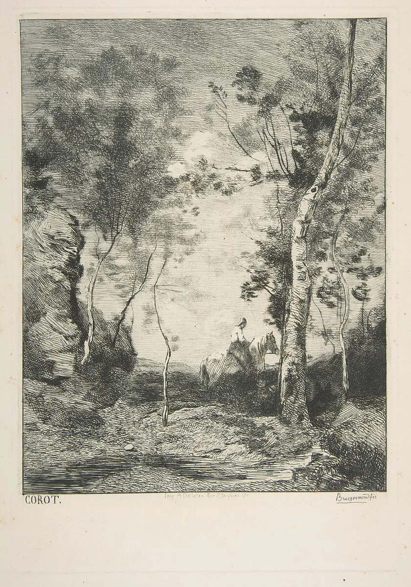 Le cheval blanc — Félix Bracquemond|Auguste Delâtre|Camille Corot