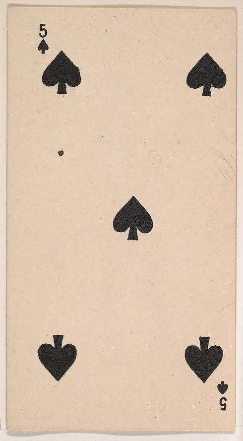 Five of Spades, from the Transparent Playing Cards series (N220) issued by Kinney Bros. — Kinney Brothers Tobacco Company