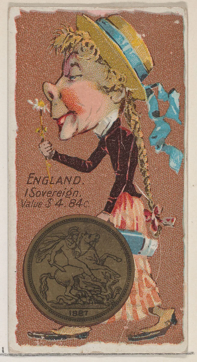 England, 1 Sovereign, from the series Coins of All Nations (N72, variation 2) for Duke brand cigarettes — W. Duke, Sons & Co.