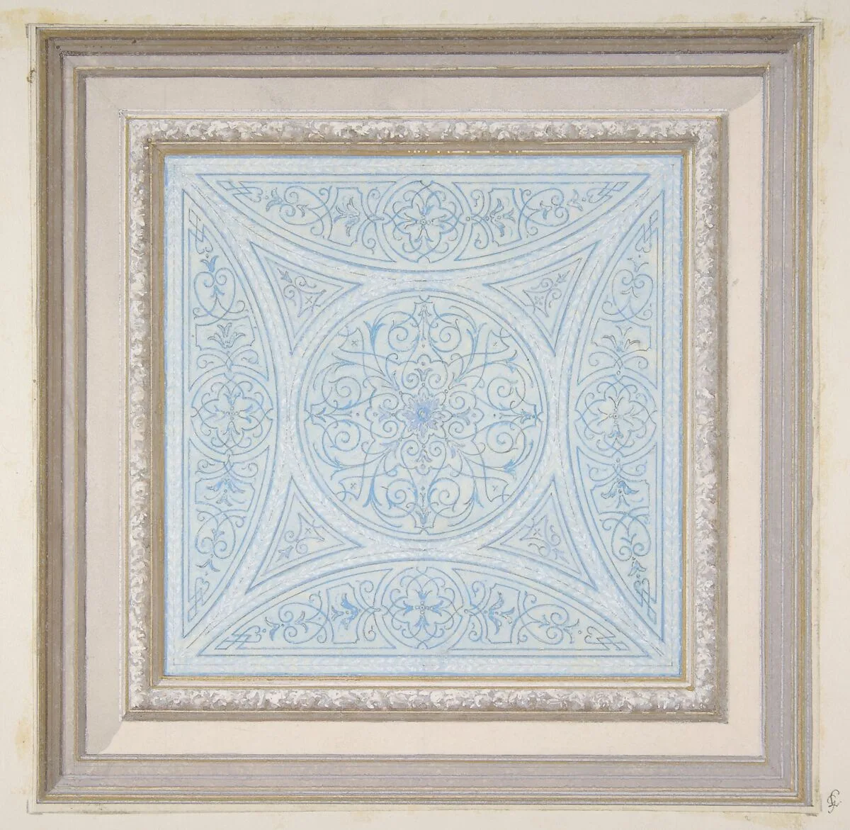 Design for a ceiling paianted in filagree patterns — Jules-Edmond-Charles Lachaise|Eugène-Pierre Gourdet