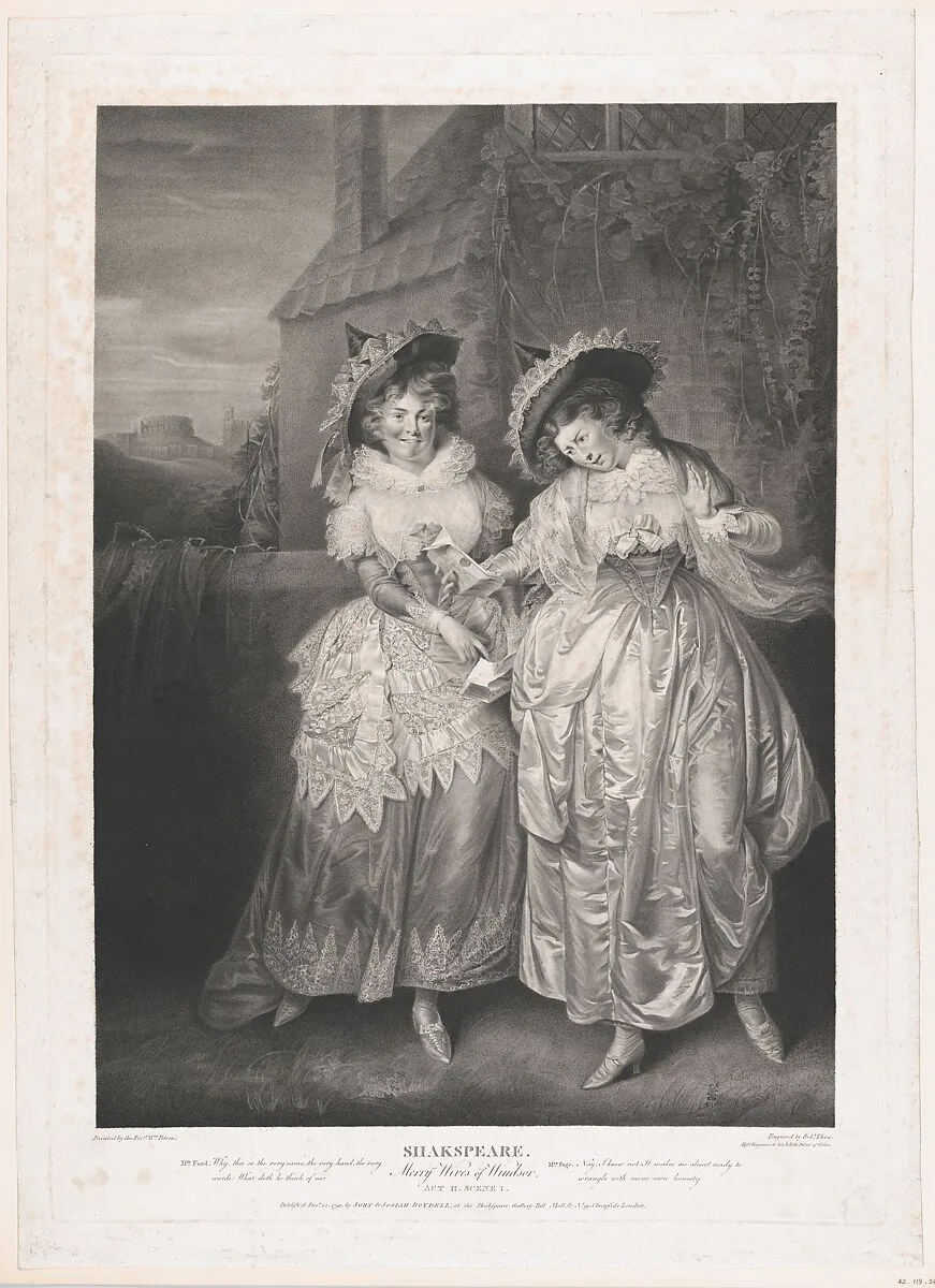 Mrs. Ford and Mrs Page (Shakespeare, Merry Wives of Windsor, Act 2, Scene 1) — Robert Thew|John & Josiah Boydell|William Shakespeare|Matthew William Peters