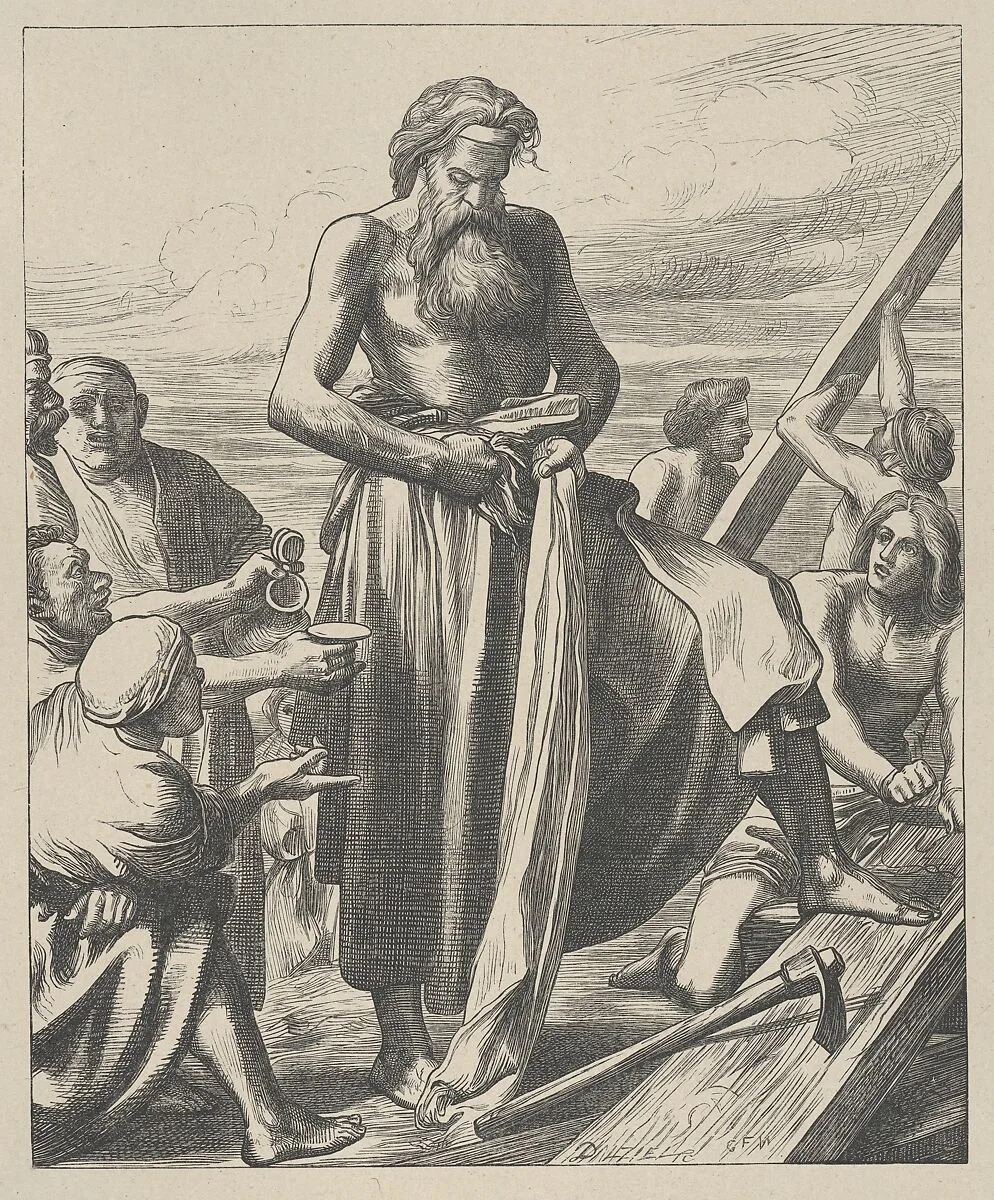 Noah Building the Ark, from "Dalziels' Bible Gallery" — Camden Press|Scribner and Welford|Dalziel Brothers|George Frederic Watts