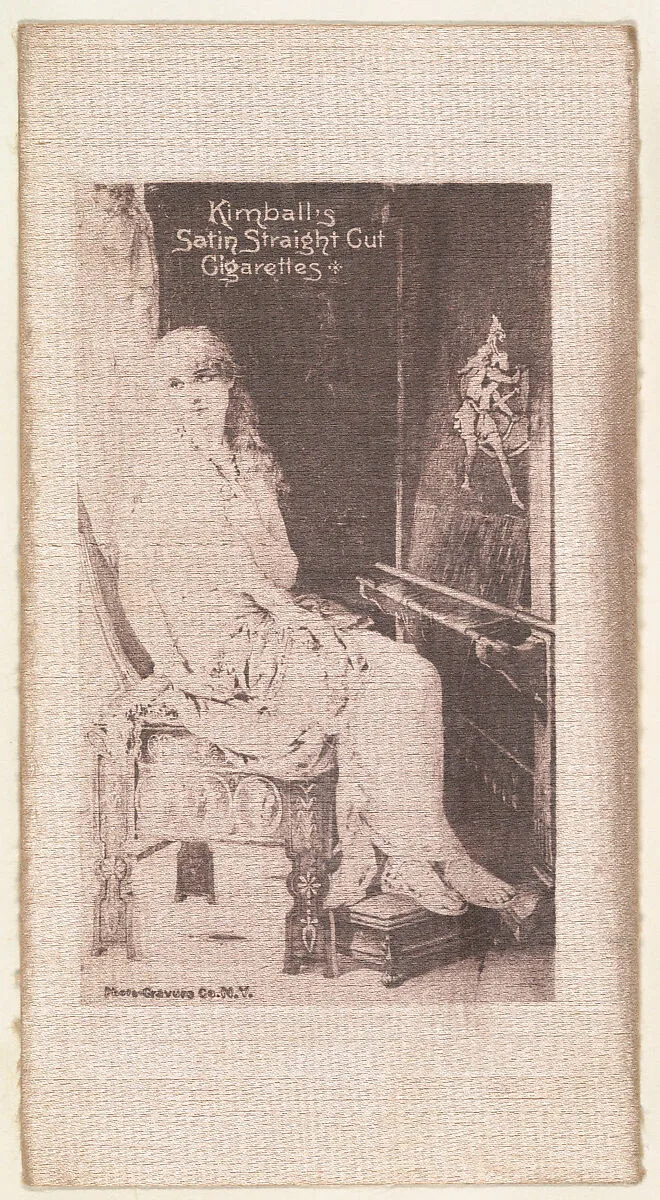 Seated woman (on purple silk), from the Girl Art Subjects series (N193) issued by Wm. S. Kimball & Co. — The Photo-Gravure Company|William S. Kimball & Company