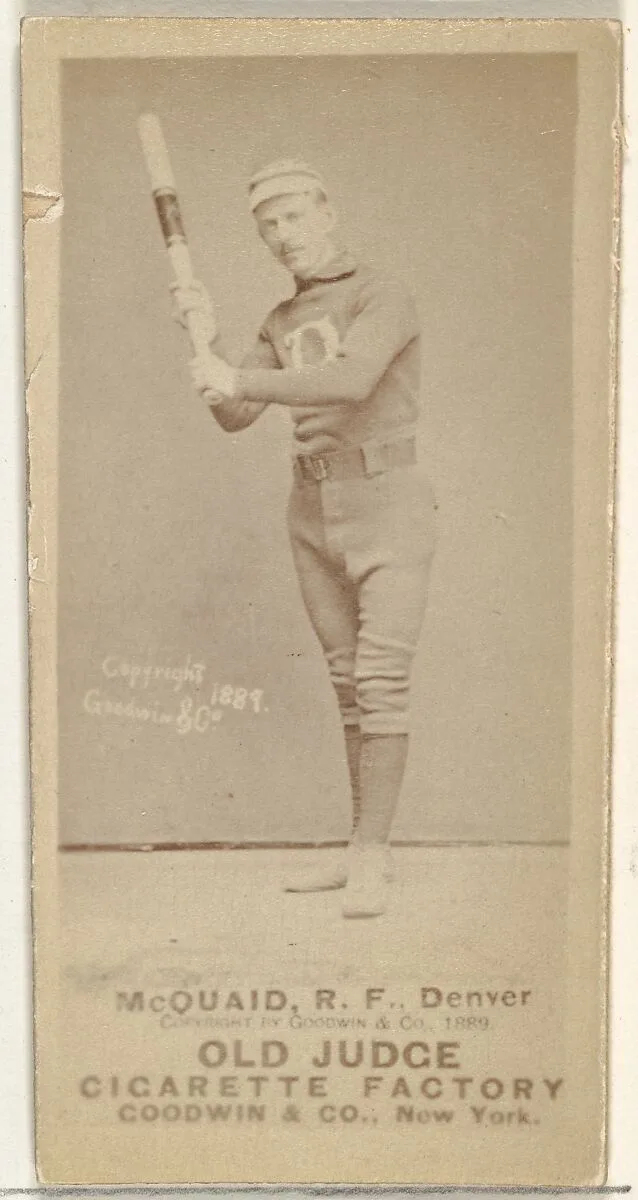 Mortimer Martin "Mart" McQuaid, Right Field, Denver, from the Old Judge series (N172) for Old Judge Cigarettes — Goodwin & Company