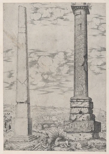 Speculum Romanae Magnificentiae: Column of Antoninus and a Roman Obelisk